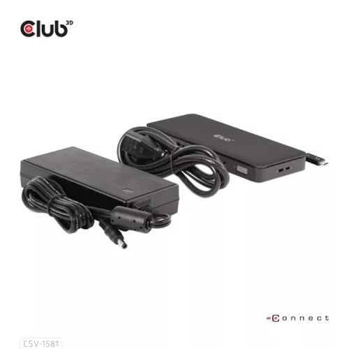 Club 3D Notebook Dokkoló - CSV-1581 (Thunderbolt 4 to 3xThunderbolt 4, 3xUSB-A, SD, TF, RJ45, 3,5 Jack, 140W DC)