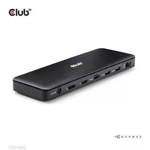 Club 3D Notebook Dokkoló - CSV-1582 (Thunderbolt 4, DP, 2xHDMI, USB-C, 4xUSB-A, SD, TF, RJ45, 3,5 Jack, 140W DC)