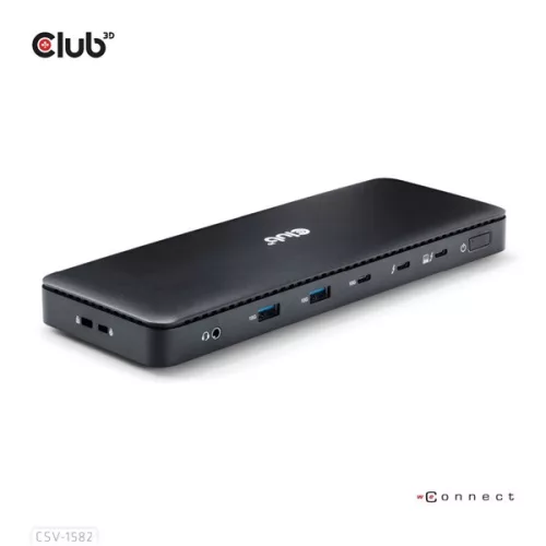 Club 3D Notebook Dokkoló - CSV-1582 (Thunderbolt 4, DP, 2xHDMI, USB-C, 4xUSB-A, SD, TF, RJ45, 3,5 Jack, 140W DC)