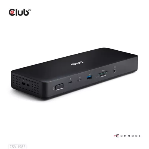 Club 3D Notebook Dokkoló - CSV-1583 (2xThunderbolt 4, 3xDP, 2xHDMI, USB-C, 3xUSB-A, SD, TF, RJ45, 3,5 Jack, 140W DC)