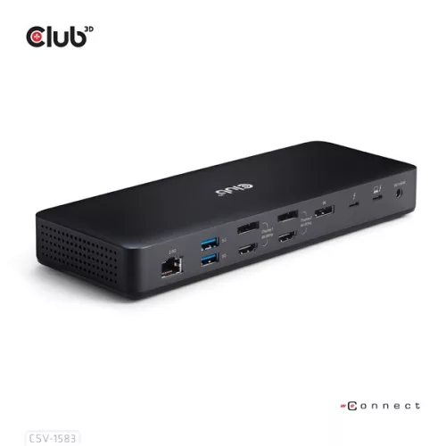 Club 3D Notebook Dokkoló - CSV-1583 (2xThunderbolt 4, 3xDP, 2xHDMI, USB-C, 3xUSB-A, SD, TF, RJ45, 3,5 Jack, 140W DC)