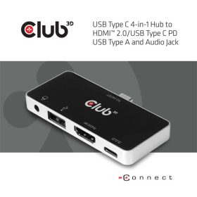   Club 3D USB Hub - CSV-1591 (3.1 USB-C Gen 1 to HDMI, 2.0 USB-A, USB-C 100W, 3,5 Jack, 4k60Hz)