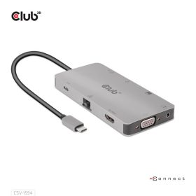   Club 3D USB Hub - CSV-1594 (3.1 USB-C Gen 1 to HDMI, 2xUSB-A Gen 1, USB-C Gen 1, VGA, SD, Micro SD 3.0, RJ45, 3,5 Jack)