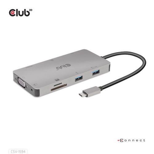 Club 3D USB Hub - CSV-1594 (3.1 USB-C Gen 1 to HDMI, 2xUSB-A Gen 1, USB-C Gen 1, VGA, SD, Micro SD 3.0, RJ45, 3,5 Jack)