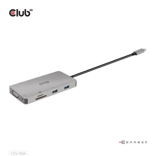 Club 3D USB Hub - CSV-1594 (3.1 USB-C Gen 1 to HDMI, 2xUSB-A Gen 1, USB-C Gen 1, VGA, SD, Micro SD 3.0, RJ45, 3,5 Jack)