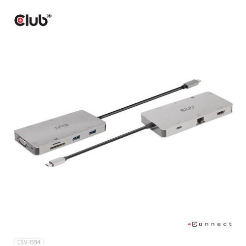 Club 3D USB Hub - CSV-1594 (3.1 USB-C Gen 1 to HDMI, 2xUSB-A Gen 1, USB-C Gen 1, VGA, SD, Micro SD 3.0, RJ45, 3,5 Jack)
