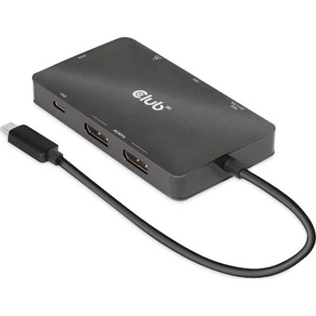 Club 3D DOC Club3D USB Gen2 Type-C to Dual DisplayPort 4k60Hz 7-in-1 Portable Dock