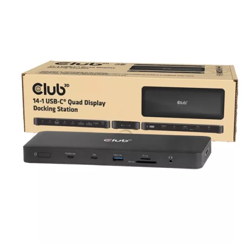 Club 3D Notebook Dokkoló - CSV-2540 (USB-C to 2xUSB-C, 2xUSB-A, 2xHDMI, 2xDP, RJ45, SD/MicroSD, 100W PD, 4K60hz)