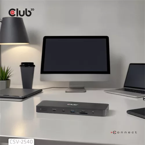 Club 3D Notebook Dokkoló - CSV-2540 (USB-C to 2xUSB-C, 2xUSB-A, 2xHDMI, 2xDP, RJ45, SD/MicroSD, 100W PD, 4K60hz)