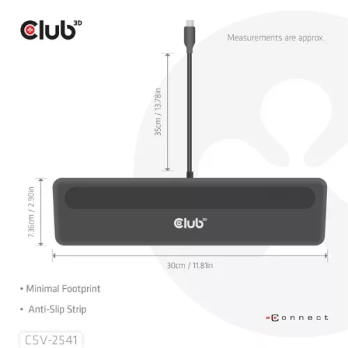 Club 3D Notebook Dokkoló - CSV-2541 (USB-C to 4xUSB-C, 2xUSB-A, 2xHDMI, 2xDP, RJ45, SD/MicroSD, 100W PD, 4K60hz)