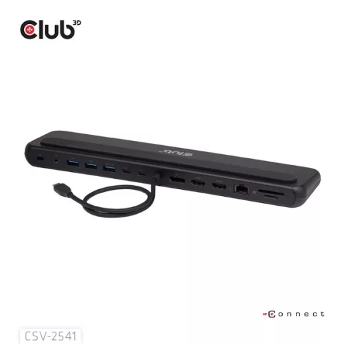 Club 3D Notebook Dokkoló - CSV-2541 (USB-C to 4xUSB-C, 2xUSB-A, 2xHDMI, 2xDP, RJ45, SD/MicroSD, 100W PD, 4K60hz)