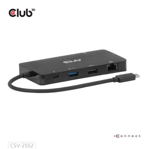 Club 3D USB Hub - CSV-2552 (USB-C to 2xUSB-C, 2xUSB-A, 2xHDMI, RJ45, SD/MicroSD, 100W PD, 4K60hz)