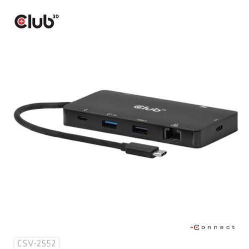 Club 3D USB Hub - CSV-2552 (USB-C to 2xUSB-C, 2xUSB-A, 2xHDMI, RJ45, SD/MicroSD, 100W PD, 4K60hz)