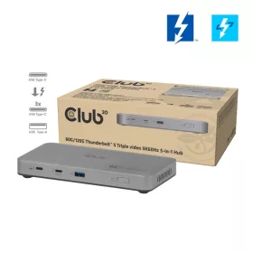   Club 3D Notebook Dokkoló - CSV-2563 (180W,Thunderbolt 5 to 3xUSB-C, USB-A, 1x 8K60Hz, 3x 5K60Hz)