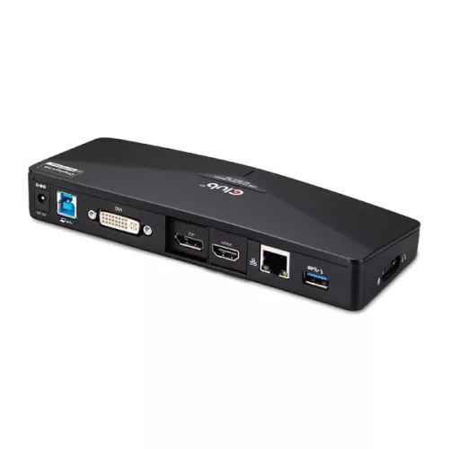 Club 3D Notebook Dokkoló - CSV-3103D (DUAL DISPLAY/4K, 3.2 USB-A to HDMI, DP, DVI-D, 3xUSB-A, RJ45, 3.5 Jack Audio +Mic)