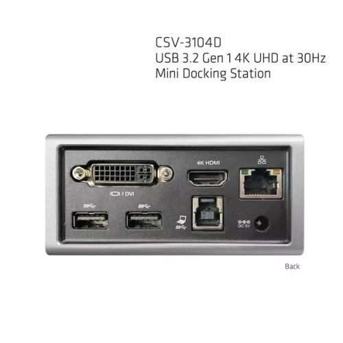 Club 3D Notebook Dokkoló - CSV-3104D (4K UHD, 3.0 USB-A to HDMI, DVI-I, 4xUSB-A, RJ45, 3.5 Jack Audio + Mic)