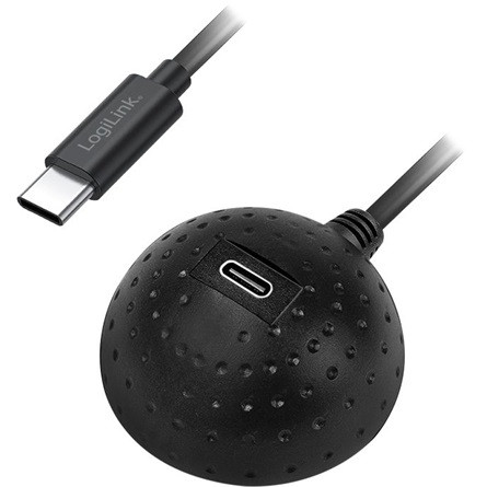 Logilink USB 3.2 Gen1 Type-C kábel, USB-C/M-USB-C/F, dokkológolyó, fekete, 1,5 m
