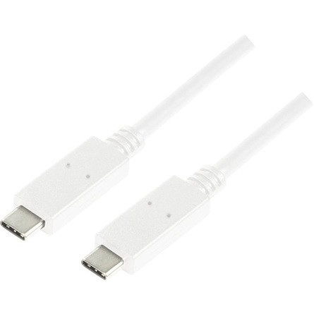LogiLink USB-C 3.2 Gen2 -> USB-C 3.2 Gen2 M/M adatkábel 1m fehér E-mark, PD 100W