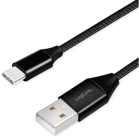LogiLink USB-C -> USB-A 2.0 M/M adatkábel 0.3m fekete