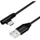 LogiLink USB-A 2.0 -> USB-B 2.0 micro M/M adatkábel 1m fekete egyenes/90°