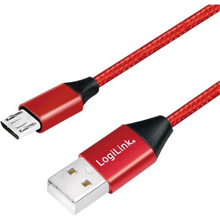 LogiLink USB-A 2.0 -> USB-B 2.0 micro M/M adatkábel 0.3m piros