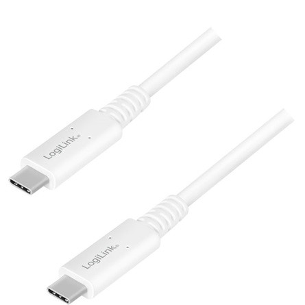 LogiLink USB4 Gen3×2 -> M/M adatkábel 0.8m fehér E-mark, PD 100W