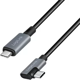   LogiLink USB-C -> USB-C M/M adatkábel 1m fekete-szürke egyenes/90°, E-mark, PD