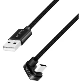   LogiLink USB-C -> USB-A 2.0 M/M adatkábel 3m fekete 180°/egyenes