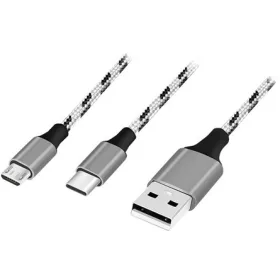   Logilink USB 2.0 kábel, USB-A/M - Micro-USB + USB-C, fehér/fekete, 1,2 m