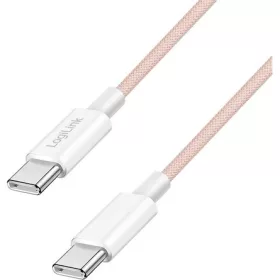   Logilink USB 2.0 Type-C kábel, C/M - C/M, 480 Mbps, 60W, nejlon, rózsaszín, 1,5 m