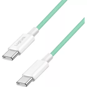   Logilink USB 2.0 Type-C kábel, C/M - C/M, 480 Mbps, 60W, nejlon, zöld, 1,5 m