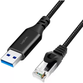   Logilink USB 3.0 Ethernet kábel, A/M   RJ45/M, 1 Gbps, aktív, fekete/szürke, 1 m