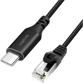   Logilink USB 3.2 Type-C Ethernet kábel, C/M   RJ45/M, 1 Gbps, aktív, fekete/szürke, 2 m