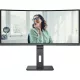 AOC ívelt monitor 34" CU34P3CV, 3440x1440, 21:9, 300cd/m2, 1ms, HDMIx2/DisplayPort/USBx4/USB-C/RJ45