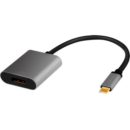 LogiLink USB-C 3.2 Gen1 -> Displayport 2.0 M/F adapter 0.15m fekete-szürke DP Alt Mode