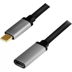   LogiLink USB-C 3.2 Gen2 -> USB-C 3.2 Gen2 M/F adatkábel 0.5m fekete-szürke
