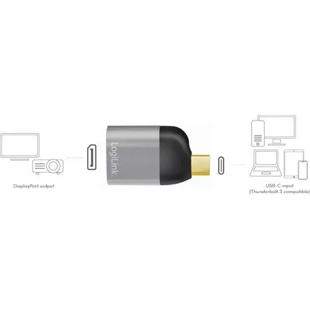 LogiLink USB-C 3.2 Gen2 -> DisplayPort 1.4 M/F adapter fekete-szürke DP Alt Mode