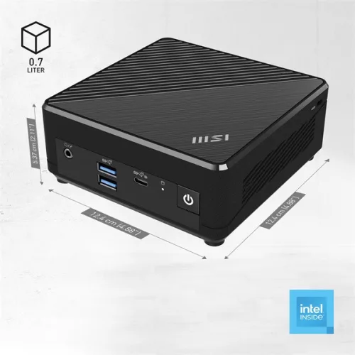 MSI DT MSI Business DT Cubi N ADL S-225BEU, Intel N100, Intel HD Graphics, M.2 NVME, 4xUSB, USB-C, HDMI, DP, 2xRJ45, Black