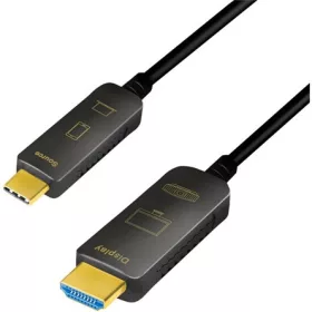   LogiLink USB-C 3.2 Gen2 -> HDMI 2.0 M/M aktív video kábel 15m fekete AOC optikai hibrid, DP Alt Mode
