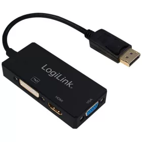   LogiLink DisplayPort 1.2 -> DVI-D HDMI VGA M/F adapter 0.15m fekete