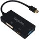 LogiLink Mini DisplayPort 1.2 -> DVI-D HDMI VGA M/F adapter 0.15m fekete