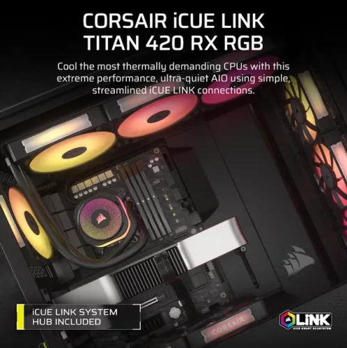 CORSAIR iCUE LINK TITAN 420 RX RGB AIO, 420mm Radiator, Liquid CPU Cooler
