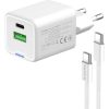 COLORWAY AC töltő GaN Mini CW-CHS053PDC-WT 30W PD port PPS USB (Type-C PD + USB QC4.0) kábel Type-C