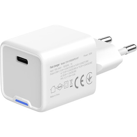 COLORWAY AC töltő GaN Mini CW-CHS054PD-WT 30W PD port PPS USB-C fehér
