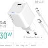 COLORWAY AC töltő GaN Mini CW-CHS054PDC-WT 30W PD port PPS USB-C fehér + kábel Type-C