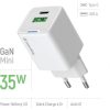 COLORWAY AC töltő GaN Mini CW-CHS055PD-WT 35W PD port PPS USB (Type-C PD + USB QC4.0) fehér