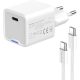 COLORWAY AC töltő GaN Mini CW-CHS056PDC-WT 35W PD port PPS USB-C fehér kábel Type-C
