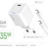 COLORWAY AC töltő GaN Mini CW-CHS056PDC-WT 35W PD port PPS USB-C fehér kábel Type-C