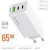 COLORWAY AC töltő GaN Mini CW-CHS058PD-WT 65W PD port PPS USB (USB-2C1A) fehér