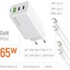 COLORWAY AC töltő GaN Mini CW-CHS058PDCL-WT 65W PD port PPS USB (USB-2C1A) kábel Type-C és Lightning
